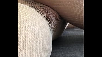 Milf Rips Fishnet Stockings To Put A Huge Didlo In Her Pussy