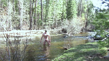 Naked Bathing In The River. - naked-bathing-in-the-river, naked-and-hard-washing-up-in-the-stream - Video 24692