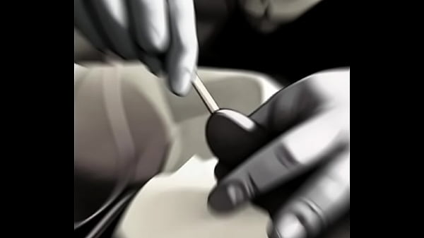 カテーテルを挿入されて泣き叫ぶ男性となだめる女医