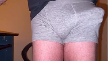 Embarrassed Guy Moaning While Cumming Hands Free In Underwear And Dirty Talking