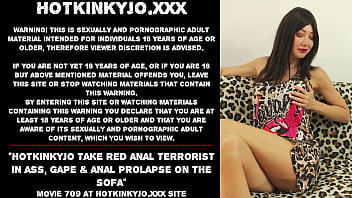 Hotkinkyjo Take Red Anal Terrorist In Ass, Gape _ Anal Prolapse On The Sofa
