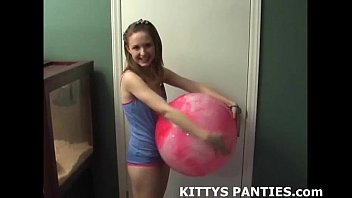 Innocent Teen Kitty Playing Softball Outdoors