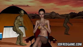Hot 3d Babe Gets Double Teamed By Goblins In The Desertasy-high 1