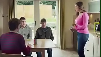 Step Mom Shows Of Her New Push Up Bra To Her Son' Friends(