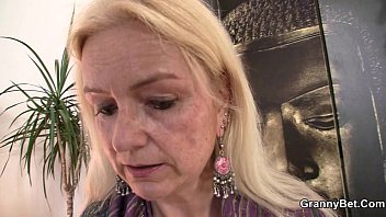 Old Blond Jumps On His Massive Meat