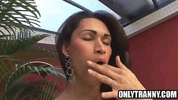 Brunette Shemale Renata Tavares Tugs On Her Cock