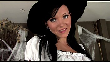 Babe In A Costume And Sexy Lingerie For Halloween