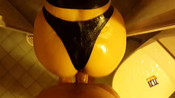 Me Fucking My Wife' Big Wet Ass In Latex Strings In Shower
